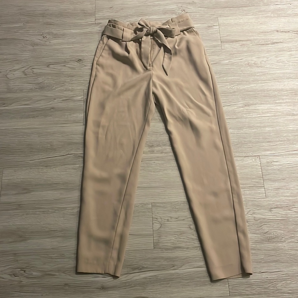 Size 4 express high wasted tan pants with tie in front